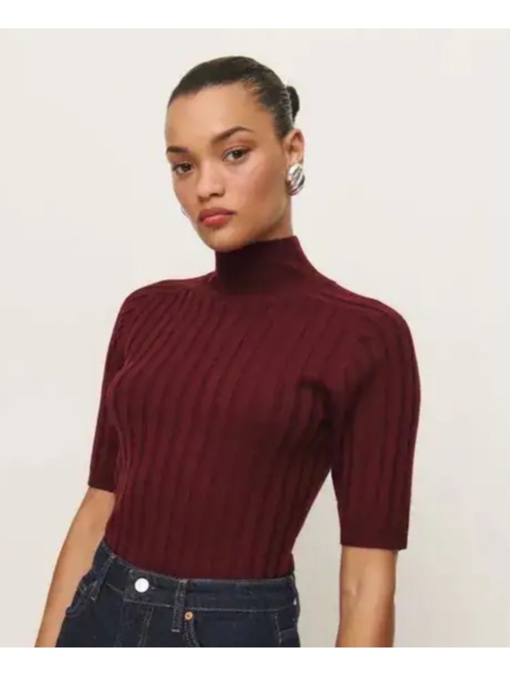 Reformation Margoax Regenerative Merino Mock Neck Sweater